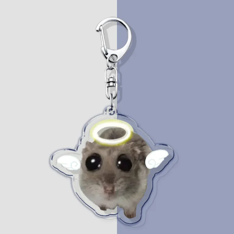 Sad Hamster Acrylic Keychain with Lobster Clasp
