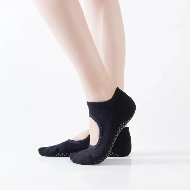 Backless Cotton Non-Slip Women's Yoga Socks for Pilates & Dance