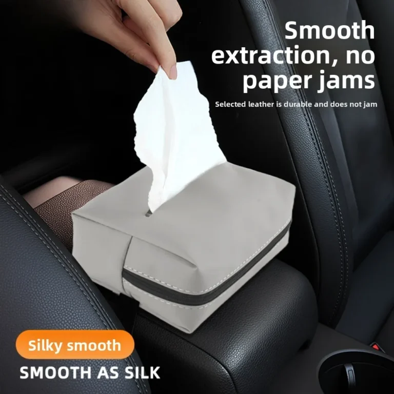 Gray Artificial Leather Car Tissue Box for Armrest
