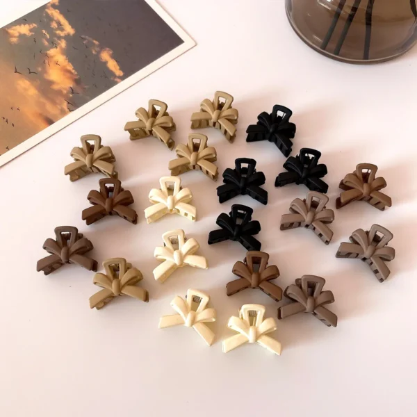 Set of small matte flower hair claw clips with rectangular and semicircle designs