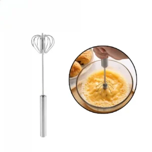 Manual semi-automatic egg beater with rotating crank handle for kitchen use