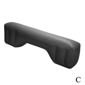 Inflatable air mattress placed on a car back seat for travel comfort