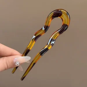 U-shaped tortoiseshell acetate geometric hair fork hairpin