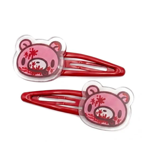 Two acrylic hair clips shaped like cute bears, shown on a neutral background