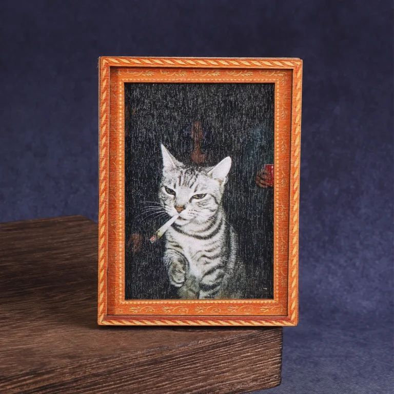 Retro Cat 3D Wooden-Look Photo Frame Fridge Magnet