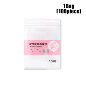 Disposable transparent plastic film mask covering full face and neck