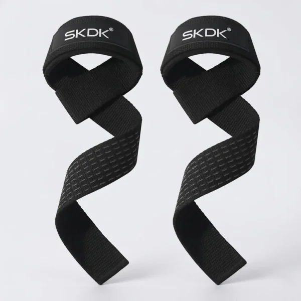 Heavy-duty cotton wrist lifting straps with neoprene padding in assorted colors