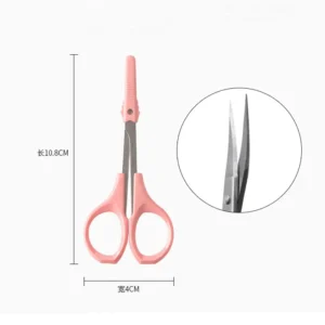 Stainless steel eyebrow and facial hair scissors with sharp pointed tips