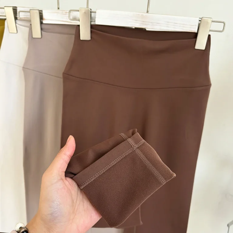 Women's High Waist Fleece-Lined Yoga Leggings for Fall and Winter