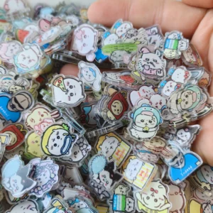 Set of 50 anime Chiikawa-themed double-layer laminated acrylic charms featuring Usagi and Hachiware characters