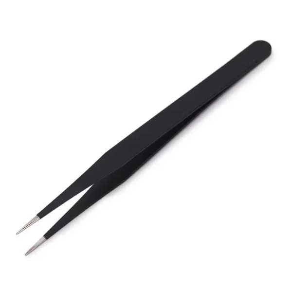 Black anti-static precision tweezers for nail art and eyelash extension application