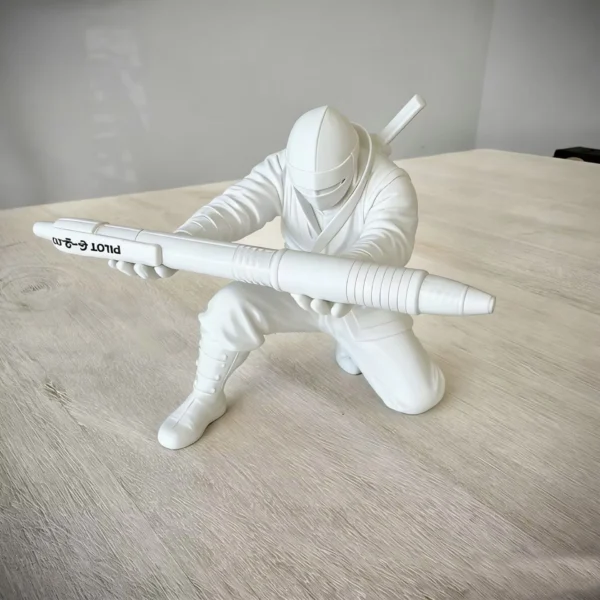 Black and white 3D printed ninja pen holder desktop organizers