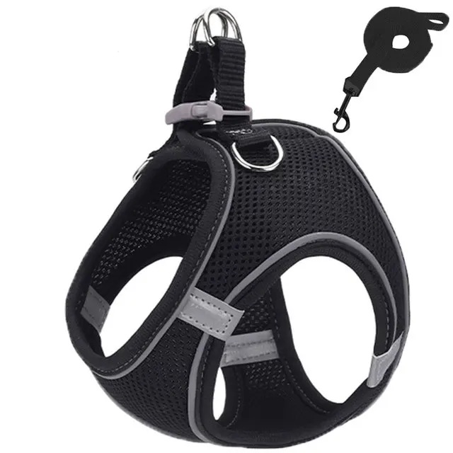 Adjustable Reflective Cat and Small Dog Harness with Leash