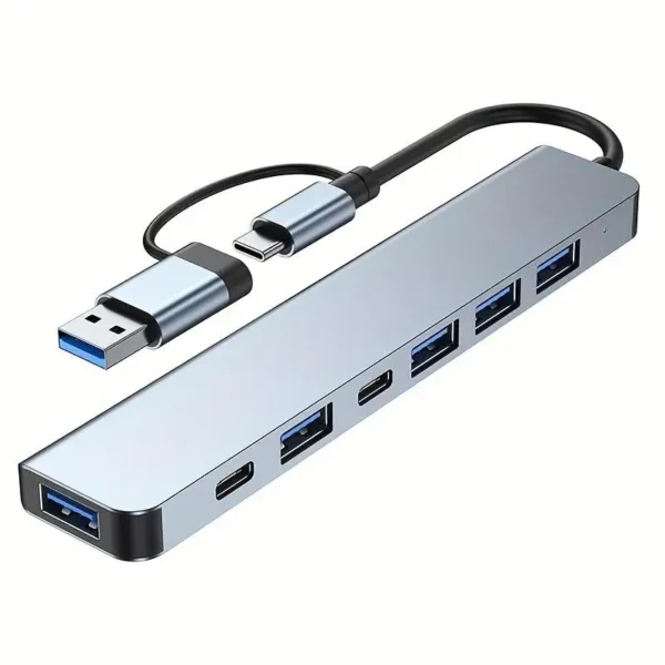 7-in-1 USB-C hub with multiple ports for phones, tablets, and laptops