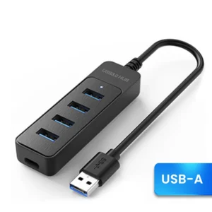 4-port USB 3.0 hub with USB-C connector in compact design