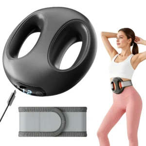 Black portable mini fascia ring muscle massager on white background