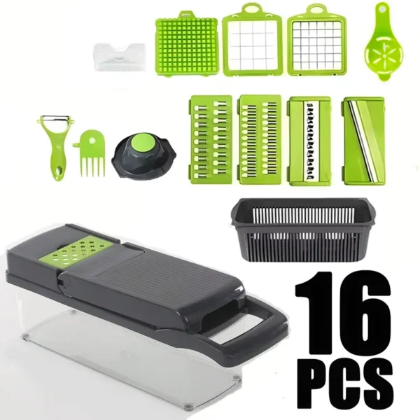 multifunctional portable kitchen chopper with slicing and shredding attachments