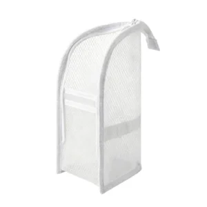 Portable standing mesh toiletry bag with waterproof zipper and solid color design