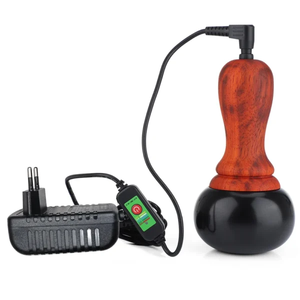 Black electric gua sha massager with natural bianstone for face and body