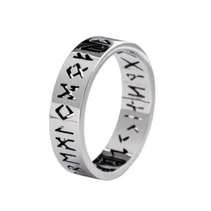 Vintage 6mm men's ring with Odin Norse Viking rune amulet design