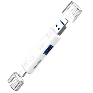 5-in-1 USB-C and Micro USB memory card reader with TF card slot and USB 2.0 interface