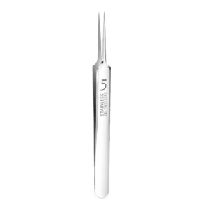 Silver extra fine tip stainless steel acne and blackhead removal tweezers