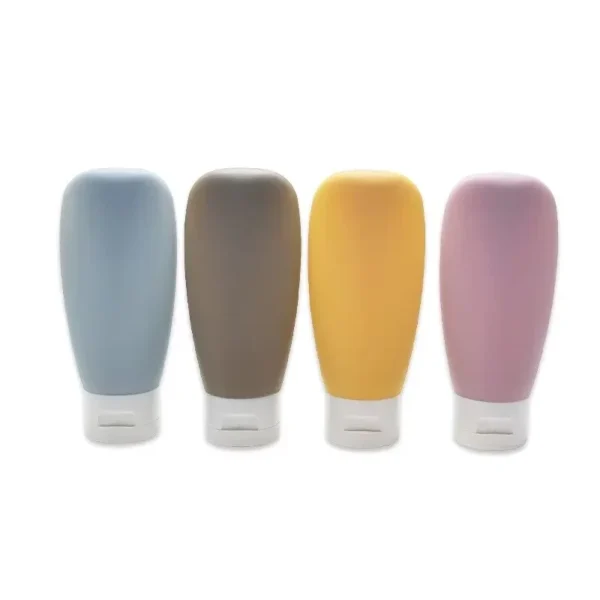 Set of four 60ml leak-proof refillable travel containers in assorted colors
