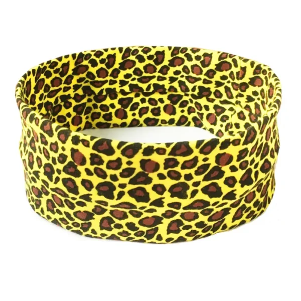Leopard print elastic cotton sports headband for women on white background