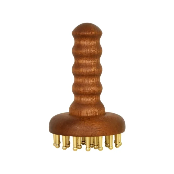 29-tooth wooden-handle massage comb with copper head