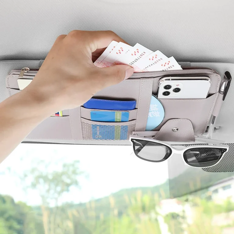 Universal Car Sun Visor Storage Organizer with Sunglasses Holder
