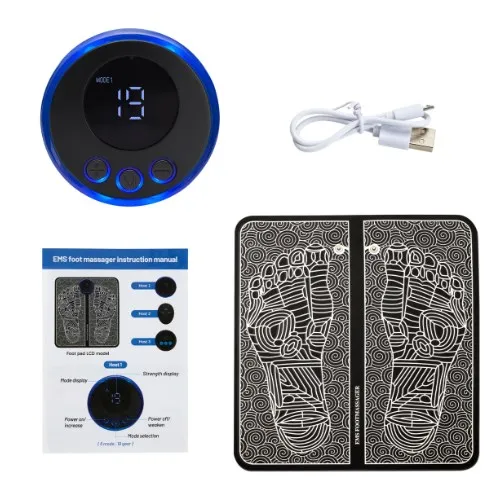 Electric foot massager pad with USB charging cable