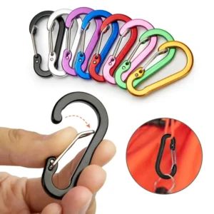 Set of 12 multicolor aluminum carabiner clips