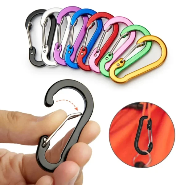 Set of 12 multicolor aluminum carabiner clips