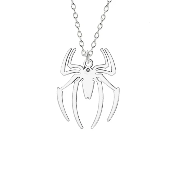 Silver-plated hollow spider heart shaped keychain with O-ring buckle in pink color
