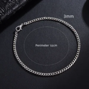 Silver stainless steel Cuban chain bracelet with polished finish