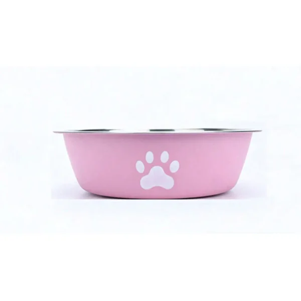 Stainless steel pet bowl with black non-slip silicone base