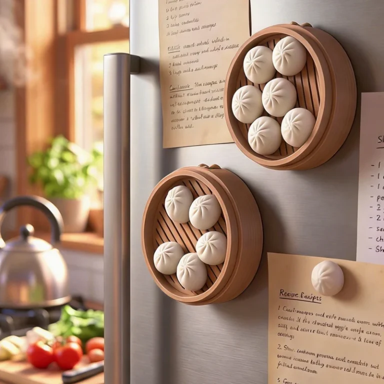 3D Mini Steamer Bun Dumpling Fridge Magnet - Kitchen Decoration