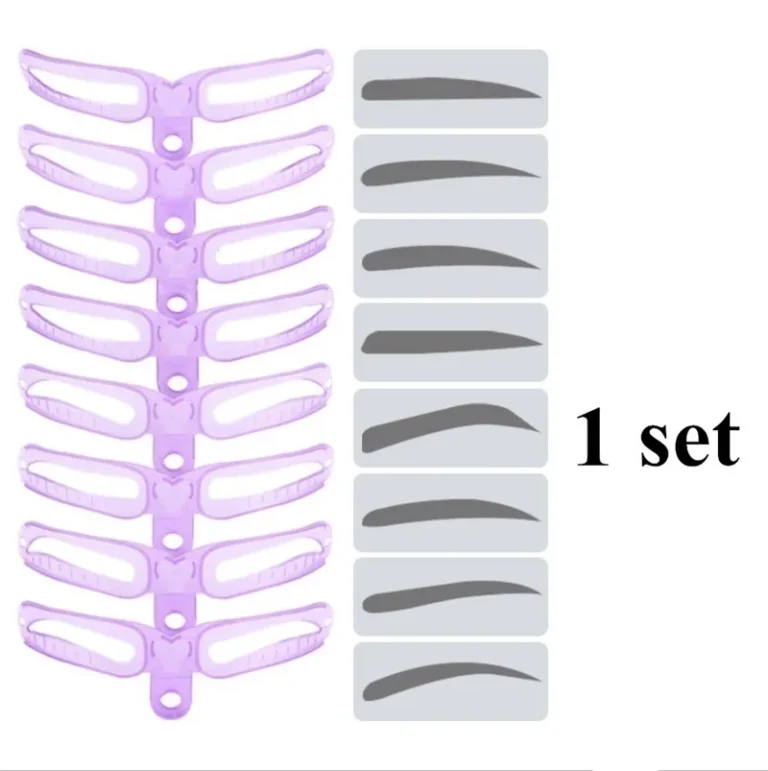 8-in-1 Reusable Eyebrow Stencil Set with 3-Color Templates