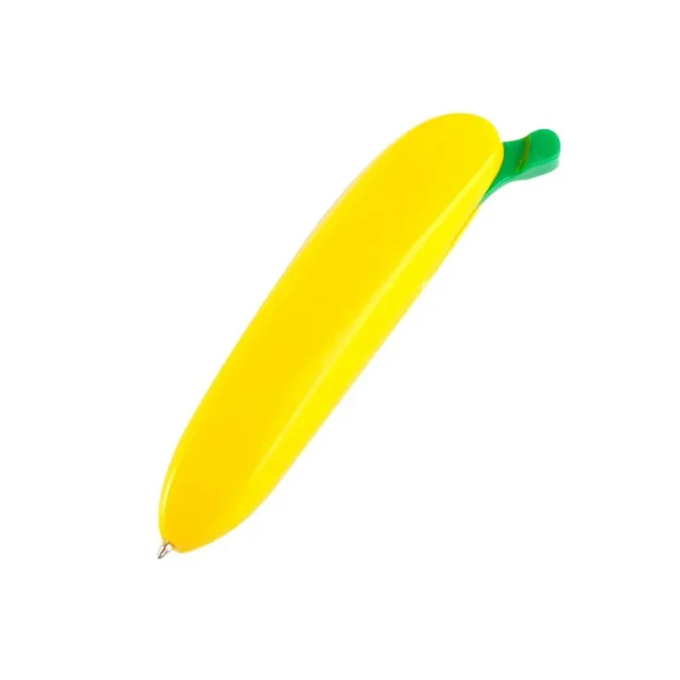 Banana-Shaped Retractable Ballpoint Pen with Bullet Tip