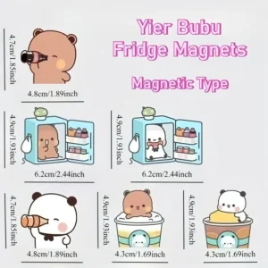 Set of 6 kawaii panda and animal fridge magnets with cartoon designs