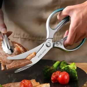 Seiko stainless steel kitchen scissors with blue gradient finish
