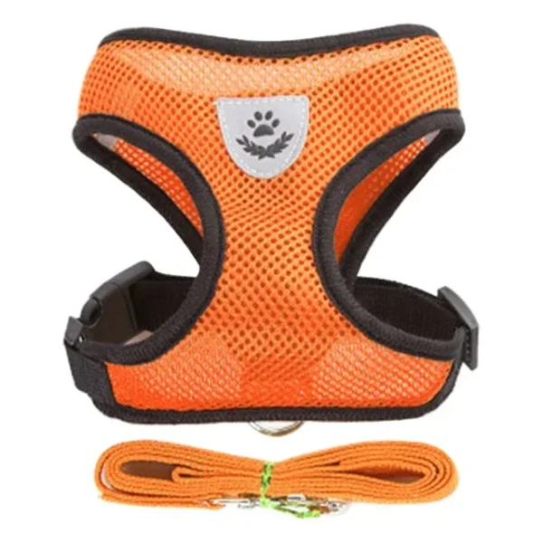Adjustable polyester mesh dog and cat harness vest on white background