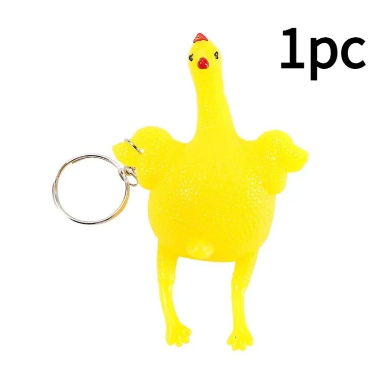 Mini Squeezable Chicken Keychain Toy, Yellow, 1 or 2 Pack