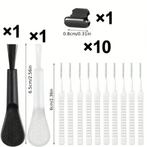 Dust plug inserted in smartphone Type-C charging port with cleaning brush