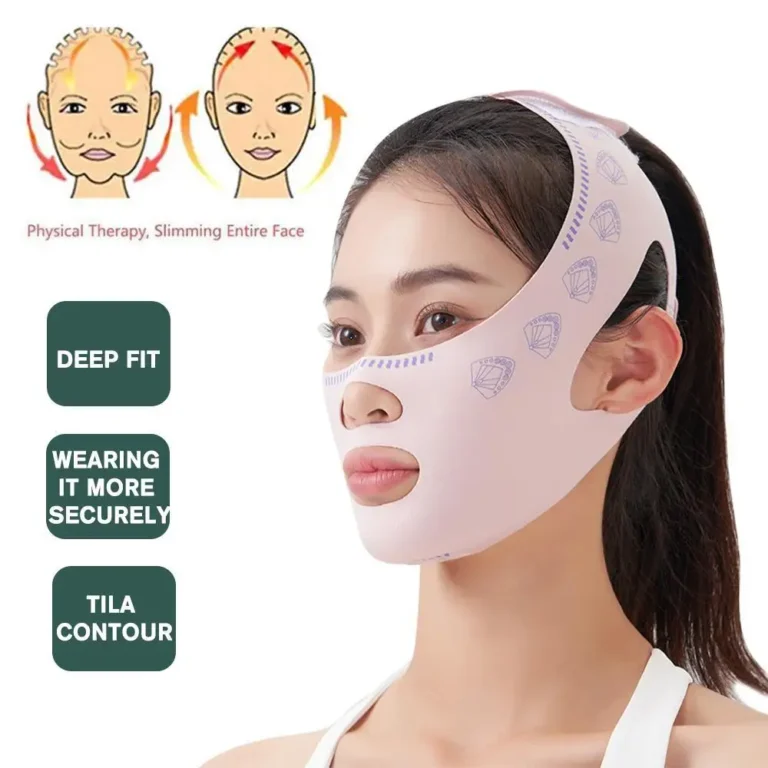 V-Shaped Chin and Cheek Slimming Bandage, Pink