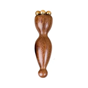 Lotus seedpod shaped brass and rosewood face massage tool