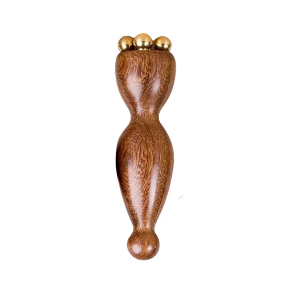 Lotus seedpod shaped brass and rosewood face massage tool