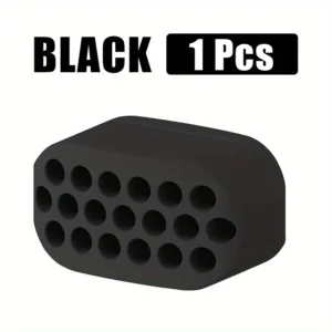 Silicone masseter ball jaw muscle trainer in black, grey, and white colors
