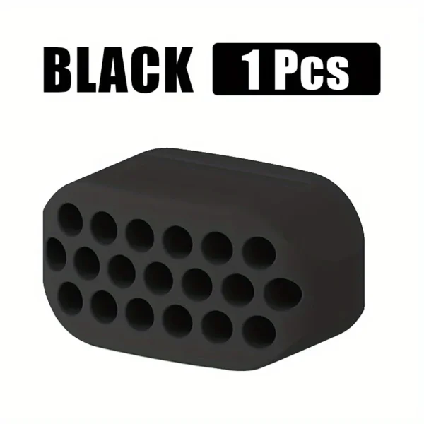 Silicone masseter ball jaw muscle trainer in black, grey, and white colors