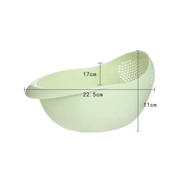 Plastic rice sieve colander with handles on white background
